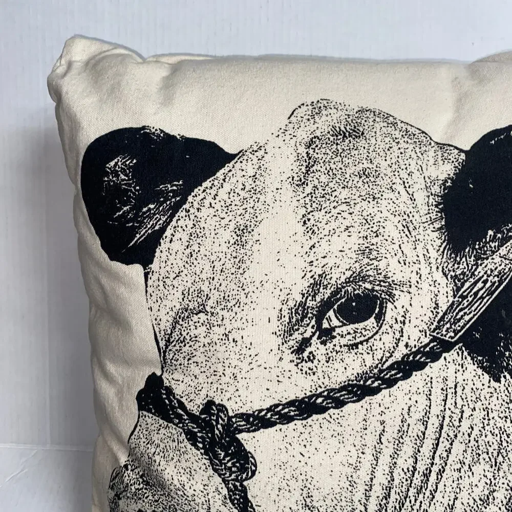Eric & Christopher: Large Cow #3 Cotton Canvas Pillow 18